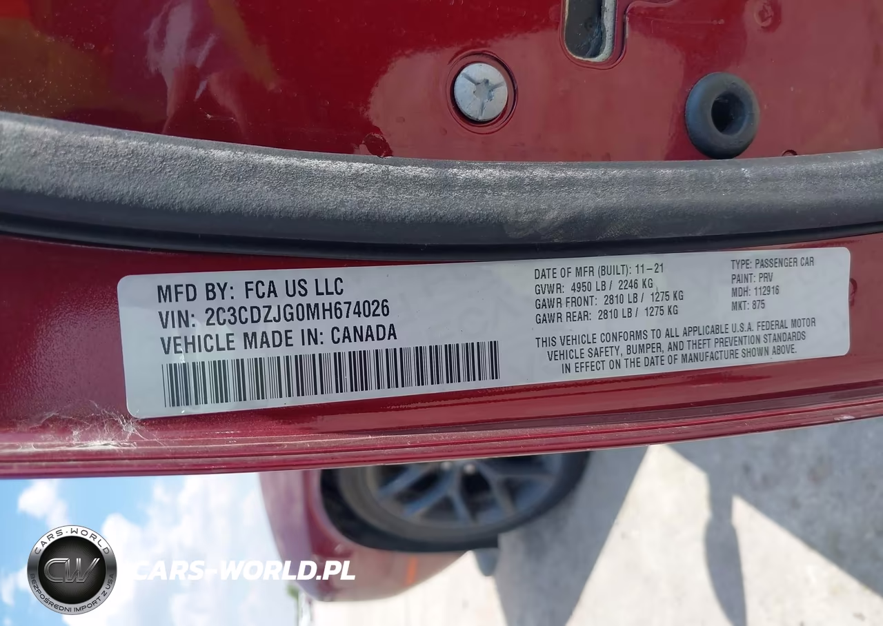 2021 Dodge Challenger Gt VIN:2C3CDZJG0MH674026 - 9