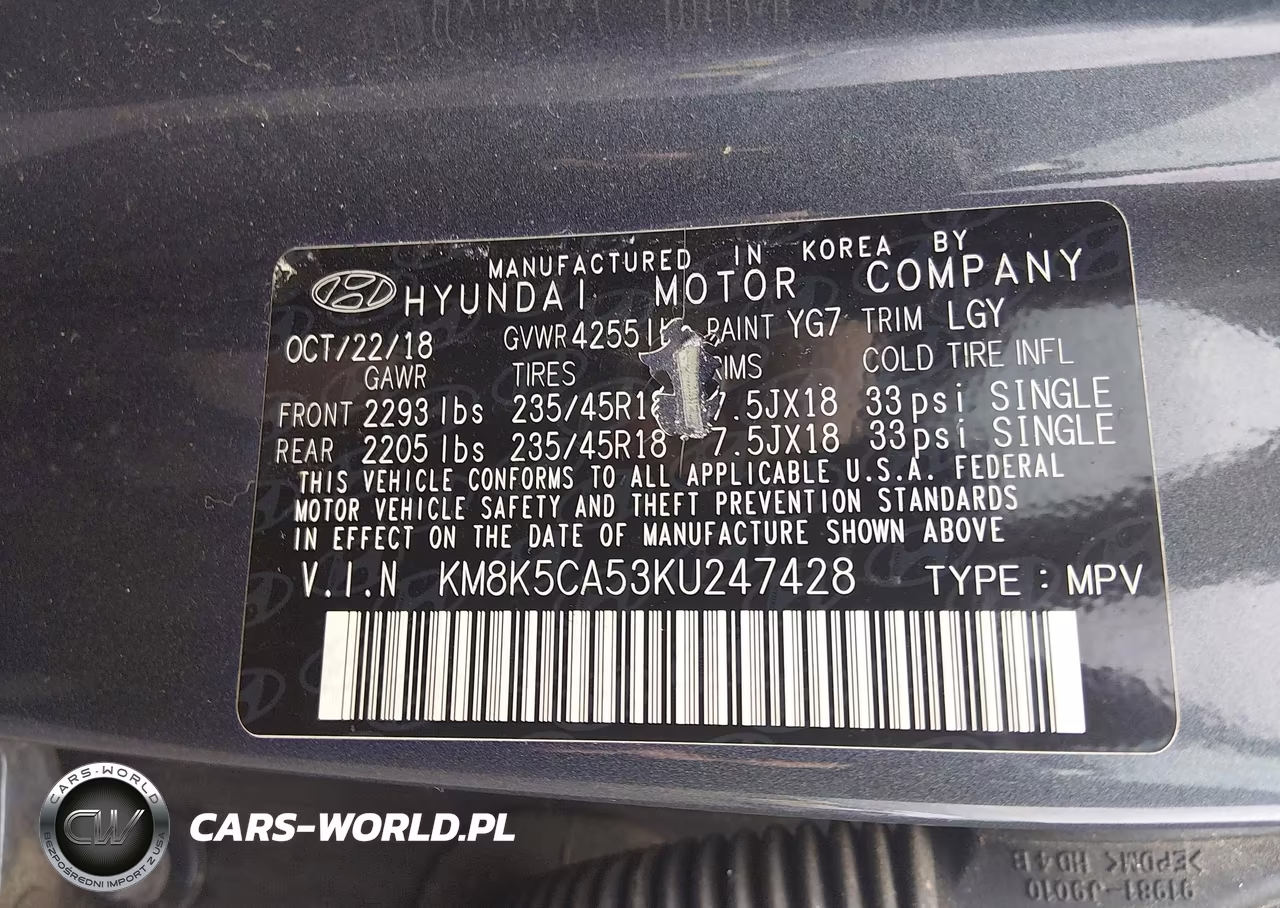 2019 Hyundai Kona Ultimate VIN:KM8K5CA53KU247428 - 9