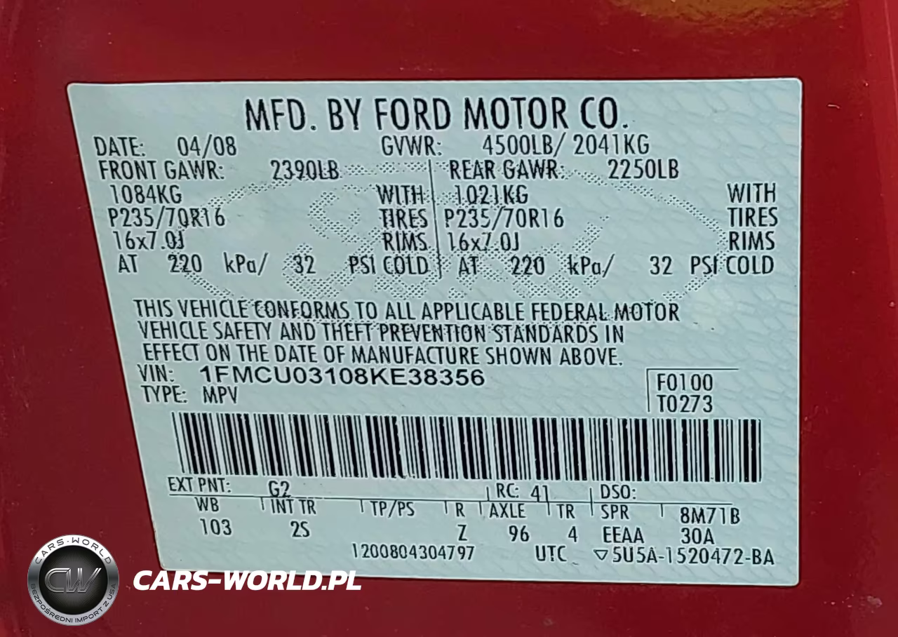 2008 Ford Escape Xlt VIN:1FMCU03108KE38356 - 9