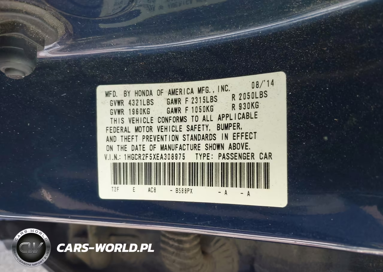 2014 Honda Accord Sport VIN:1HGCR2F5XEA308975 - 9