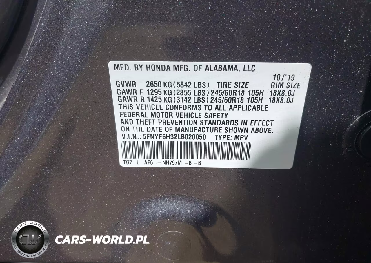 2020 Honda Pilot Awd Ex VIN:5FNYF6H32LB020050 - 9