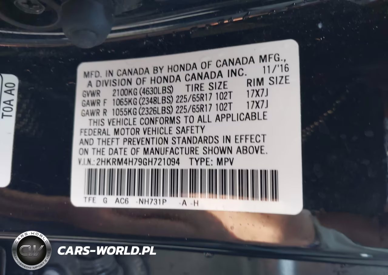 2016 Honda Cr-V Ex-L VIN:2HKRM4H79GH721094 - 9