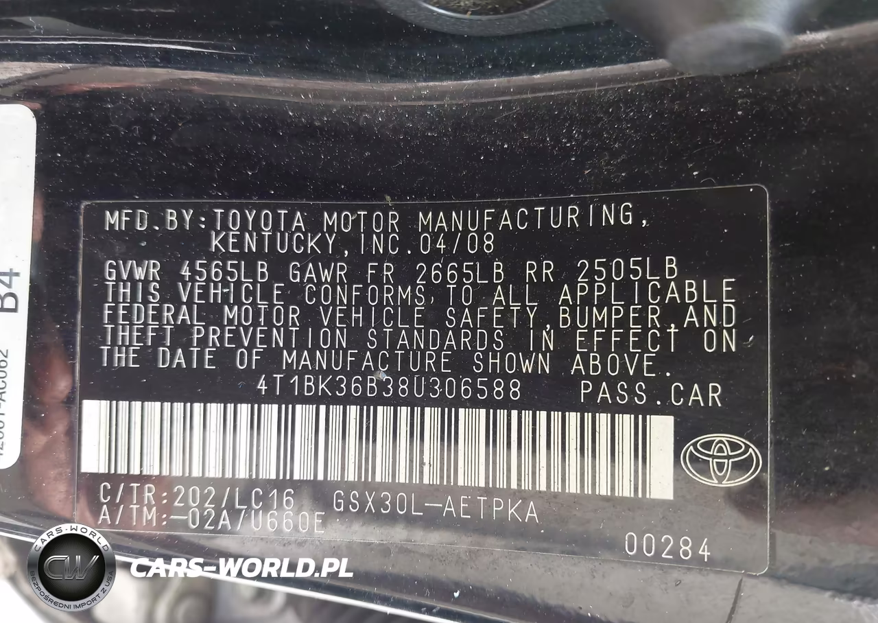 2008 Toyota Avalon Limited VIN:4T1BK36B38U306588 - 9