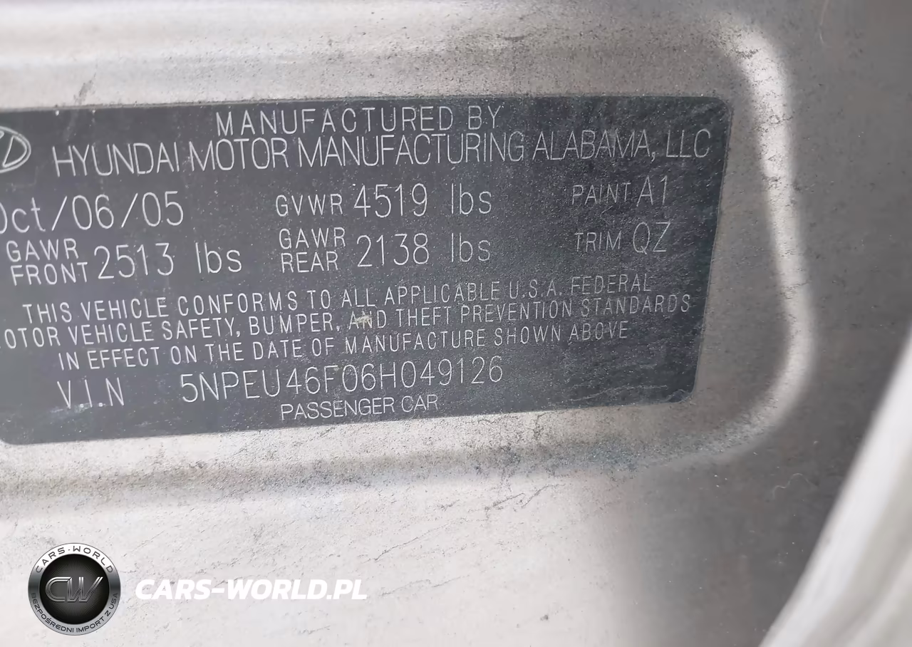 2006 Hyundai Sonata Gls V6-Lx V6 VIN:5NPEU46F06H049126 - 9
