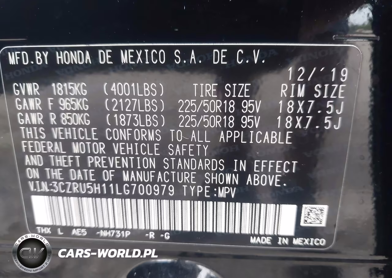2020 Honda Hr-V 2Wd Sport VIN:3CZRU5H11LG700979 - 9