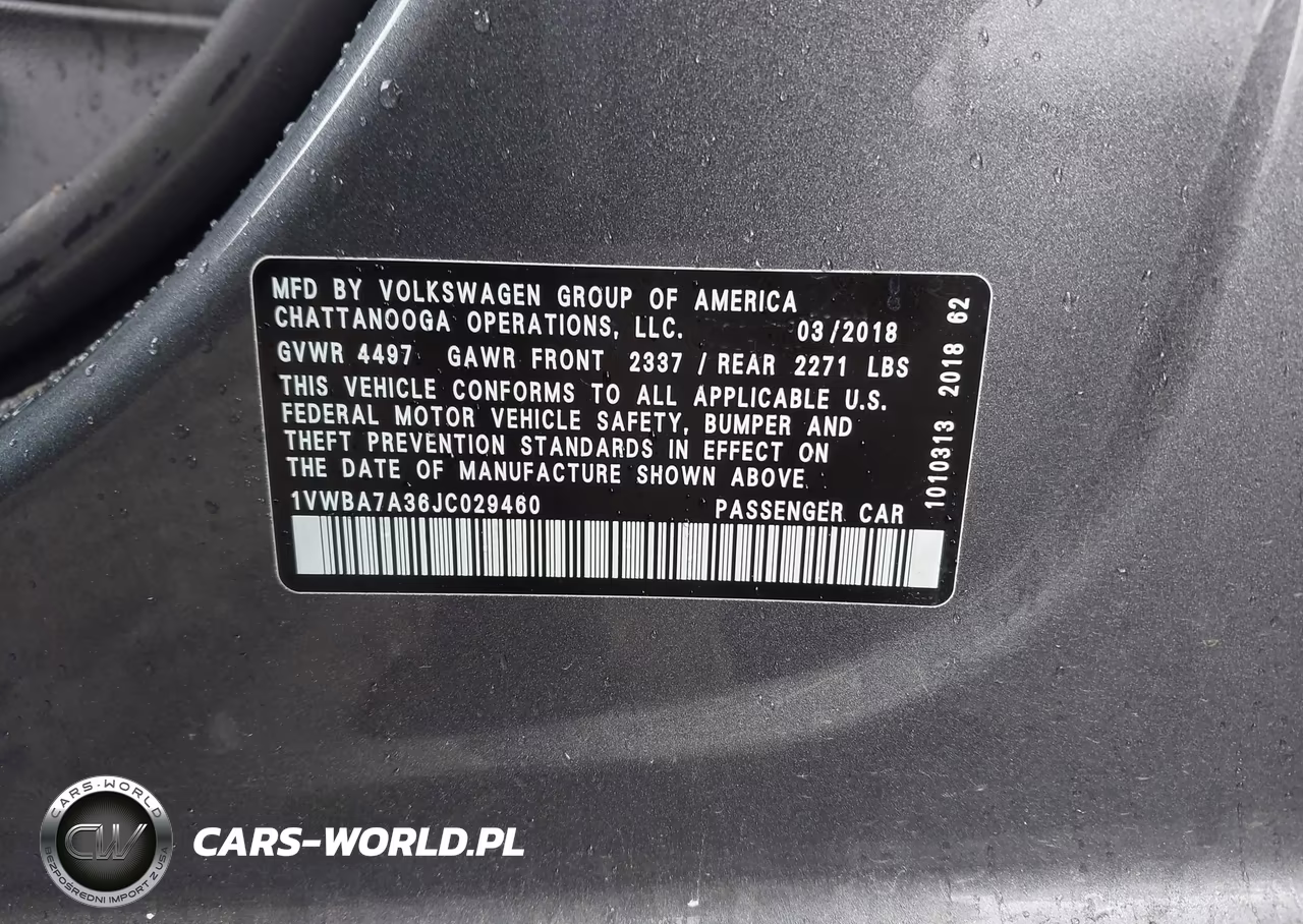 2018 Volkswagen Passat 2.0T Se VIN:1VWBA7A36JC029460 - 9