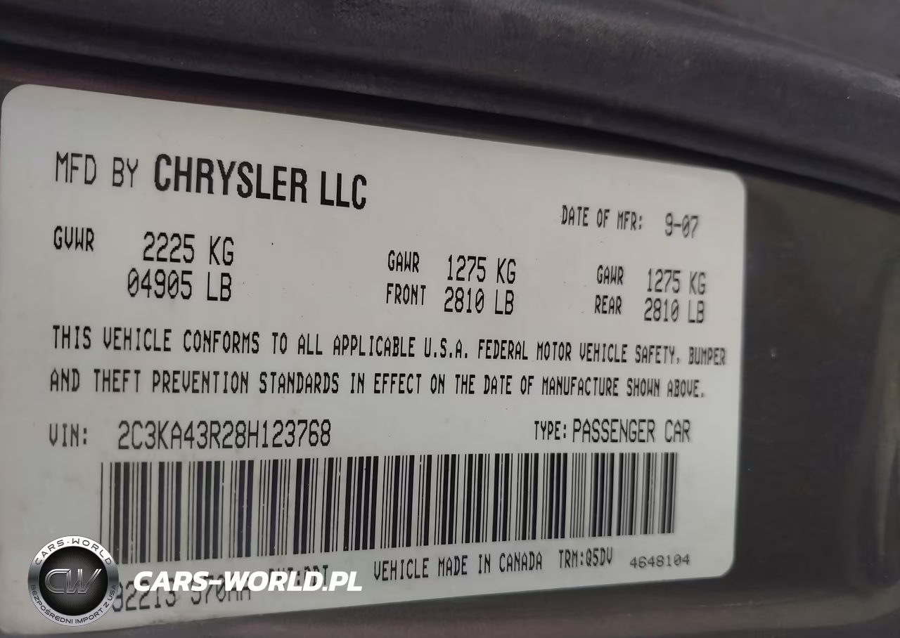 2008 Chrysler 300 Lx VIN:2C3KA43R28H123768 - 9