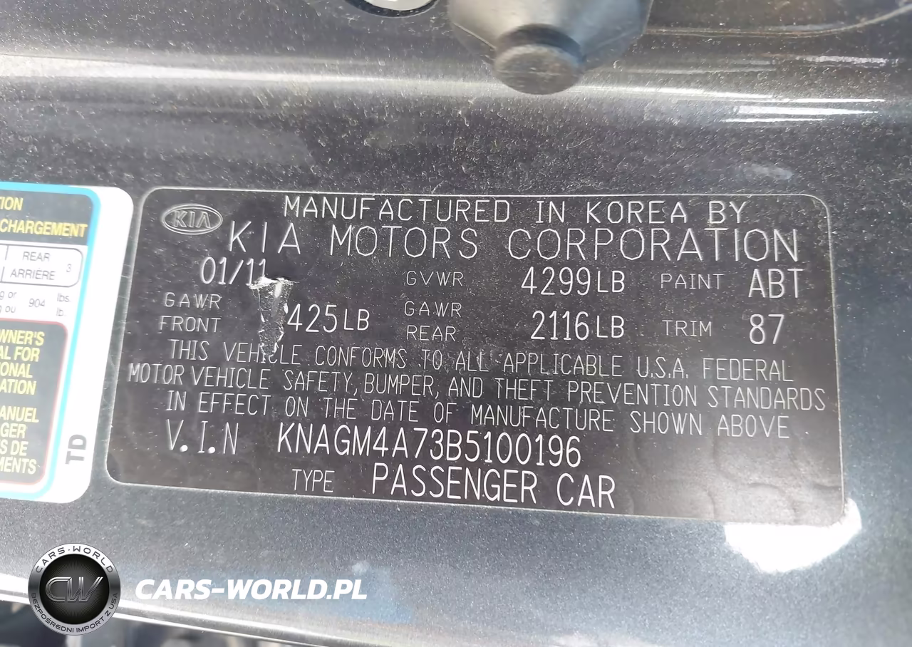 2011 Kia Optima Lx VIN:KNAGM4A73B5100196 - 9