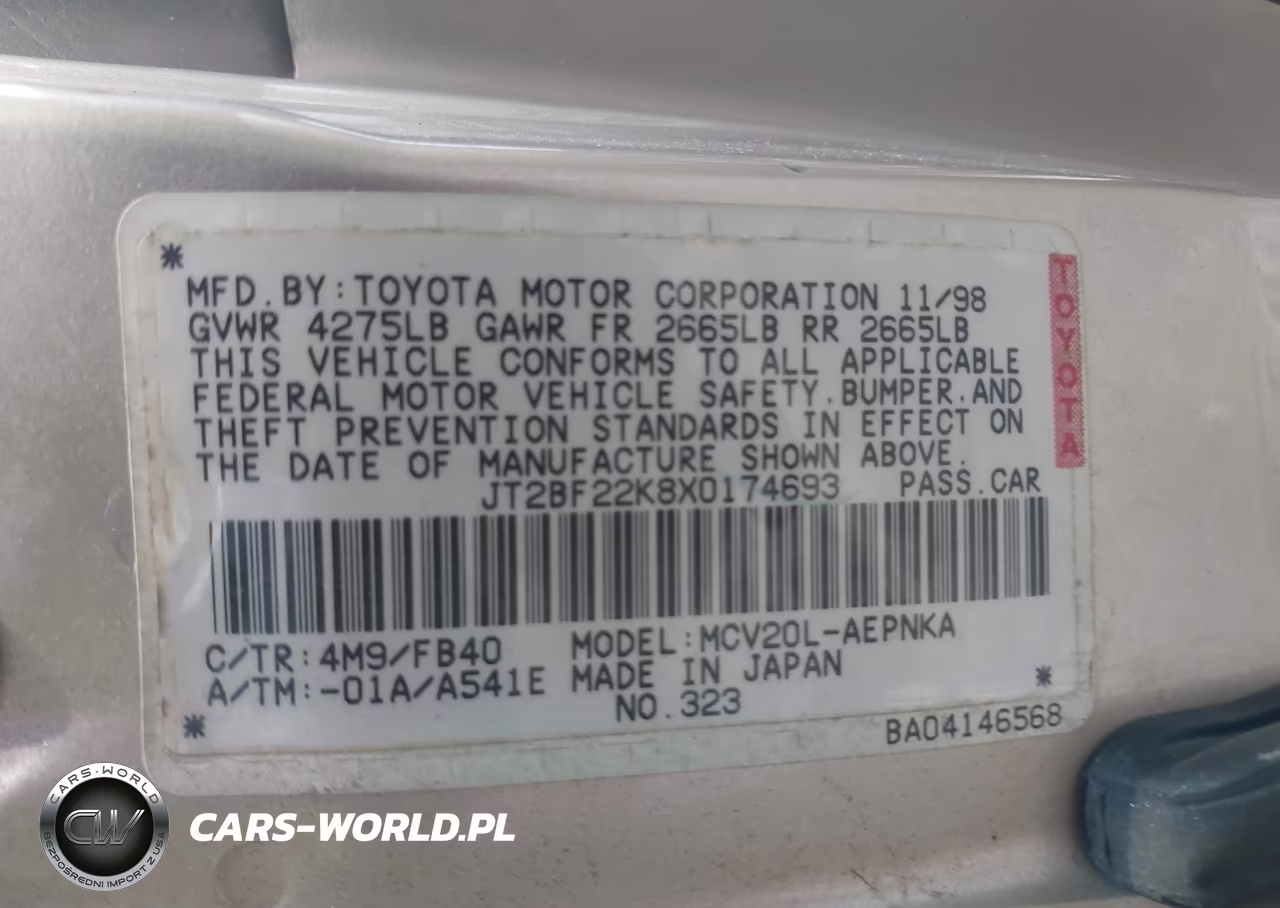 1999 Toyota Camry Le V6 VIN:JT2BF22K8X0174693 - 9