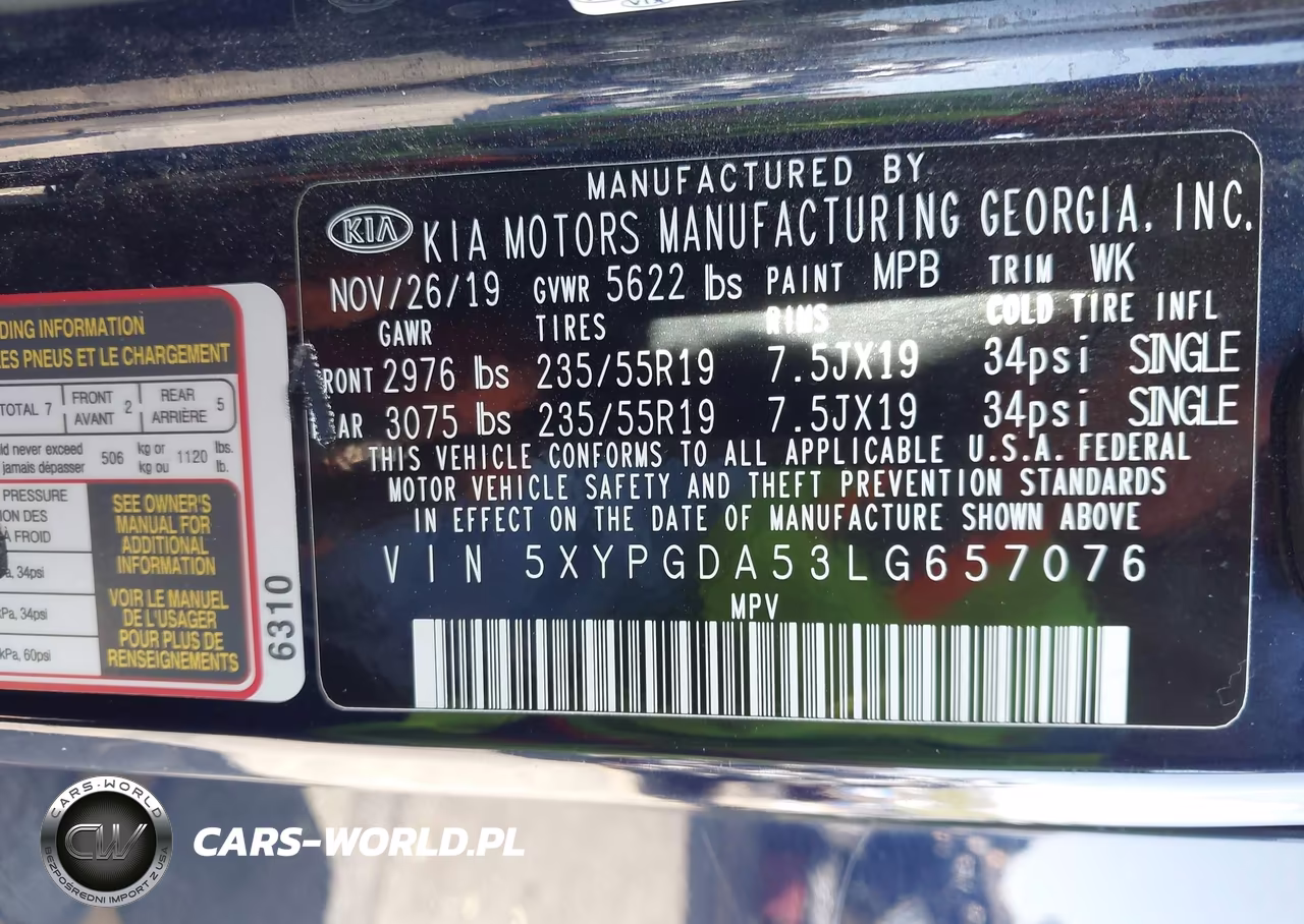 2020 Kia Sorento 3.3L S VIN:5XYPGDA53LG657076 - 9