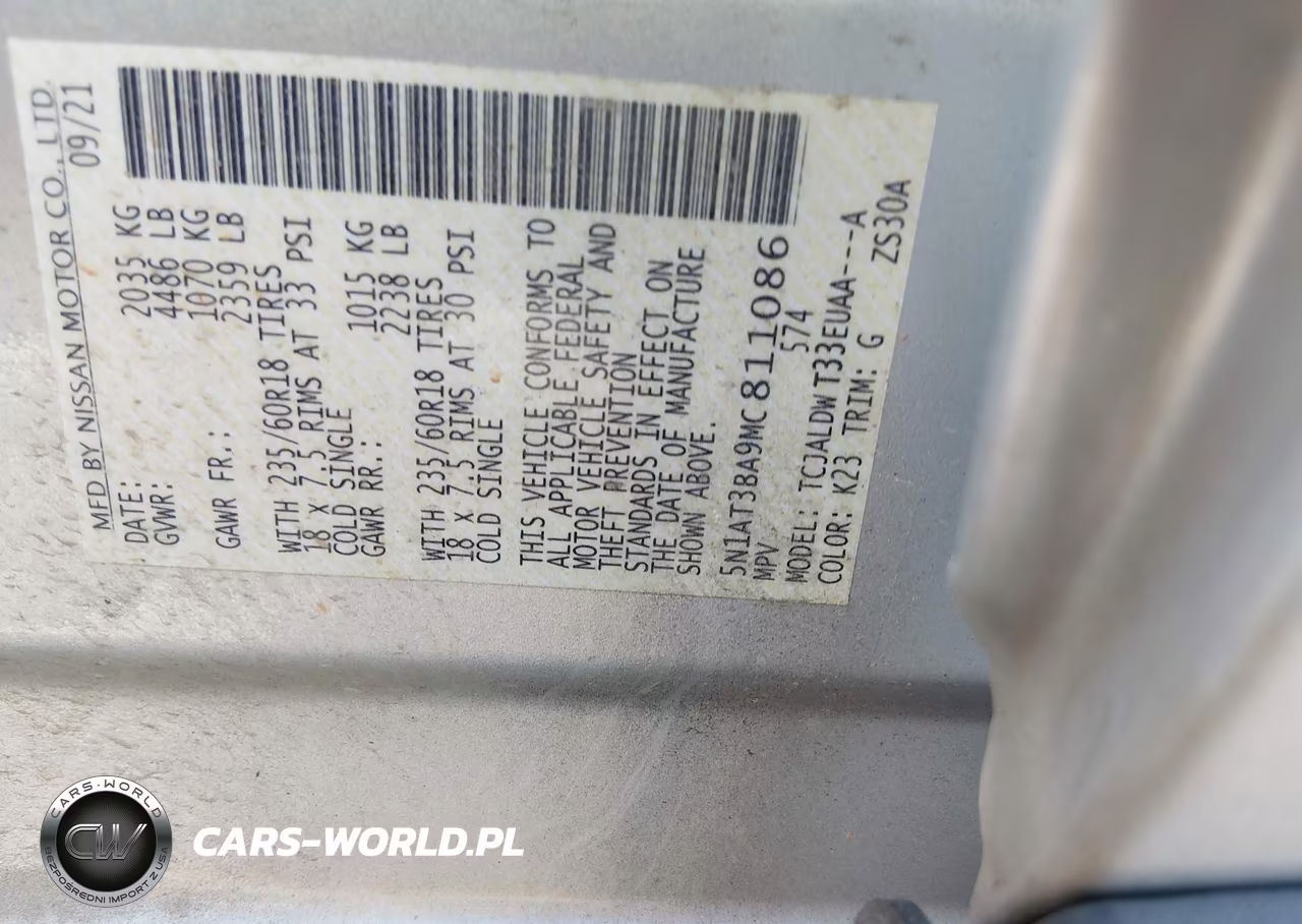 2021 Nissan Rogue Sv Fwd VIN:5N1AT3BA9MC811086 - 9