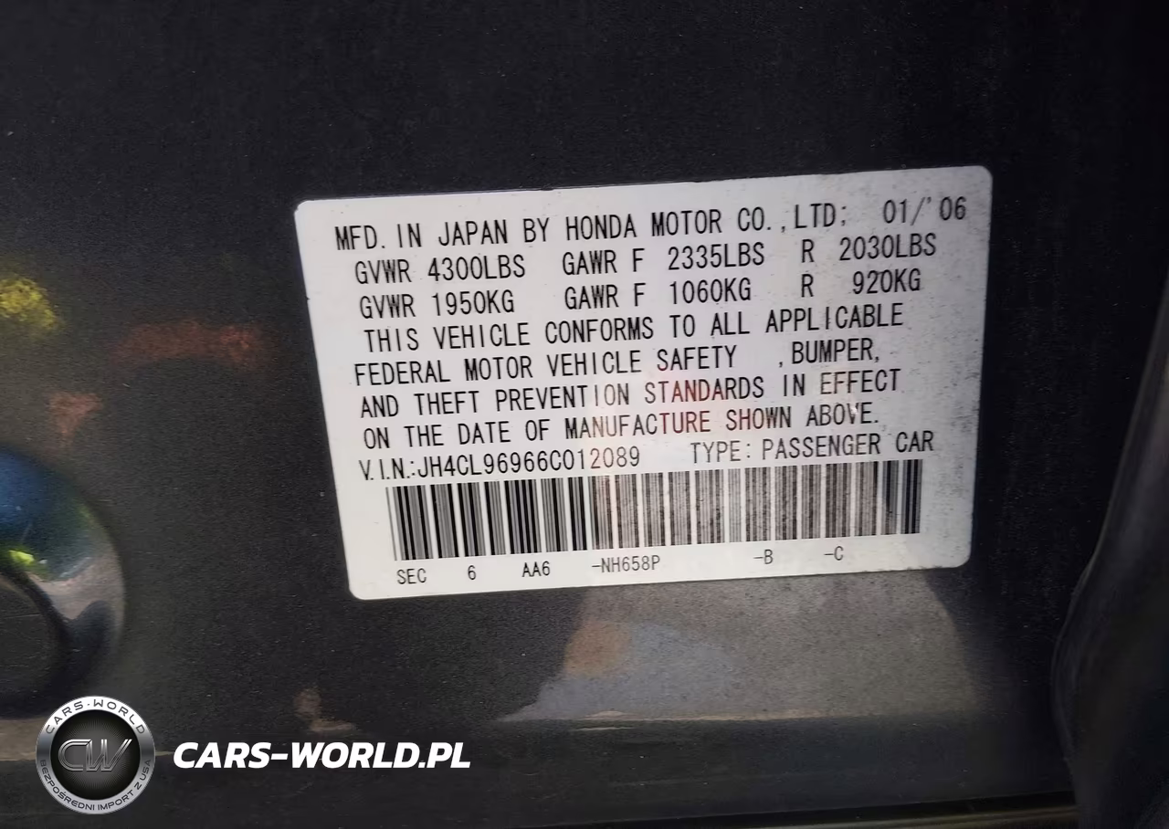 2006 Acura Tsx VIN:JH4CL96966C012089 - 9
