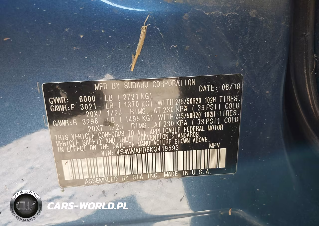 2019 Subaru Ascent Premium VIN:4S4WMAHD8K3419593 - 9