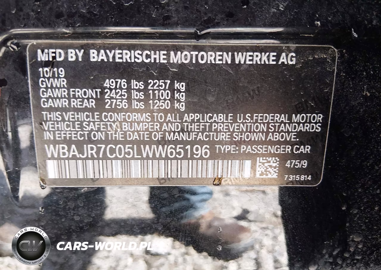 2020 BMW 530I xDrive VIN:WBAJR7C05LWW65196 - 9