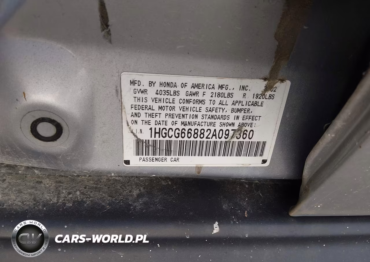 2002 Honda Accord Ex-Se VIN:1HGCG66882A097360 - 9