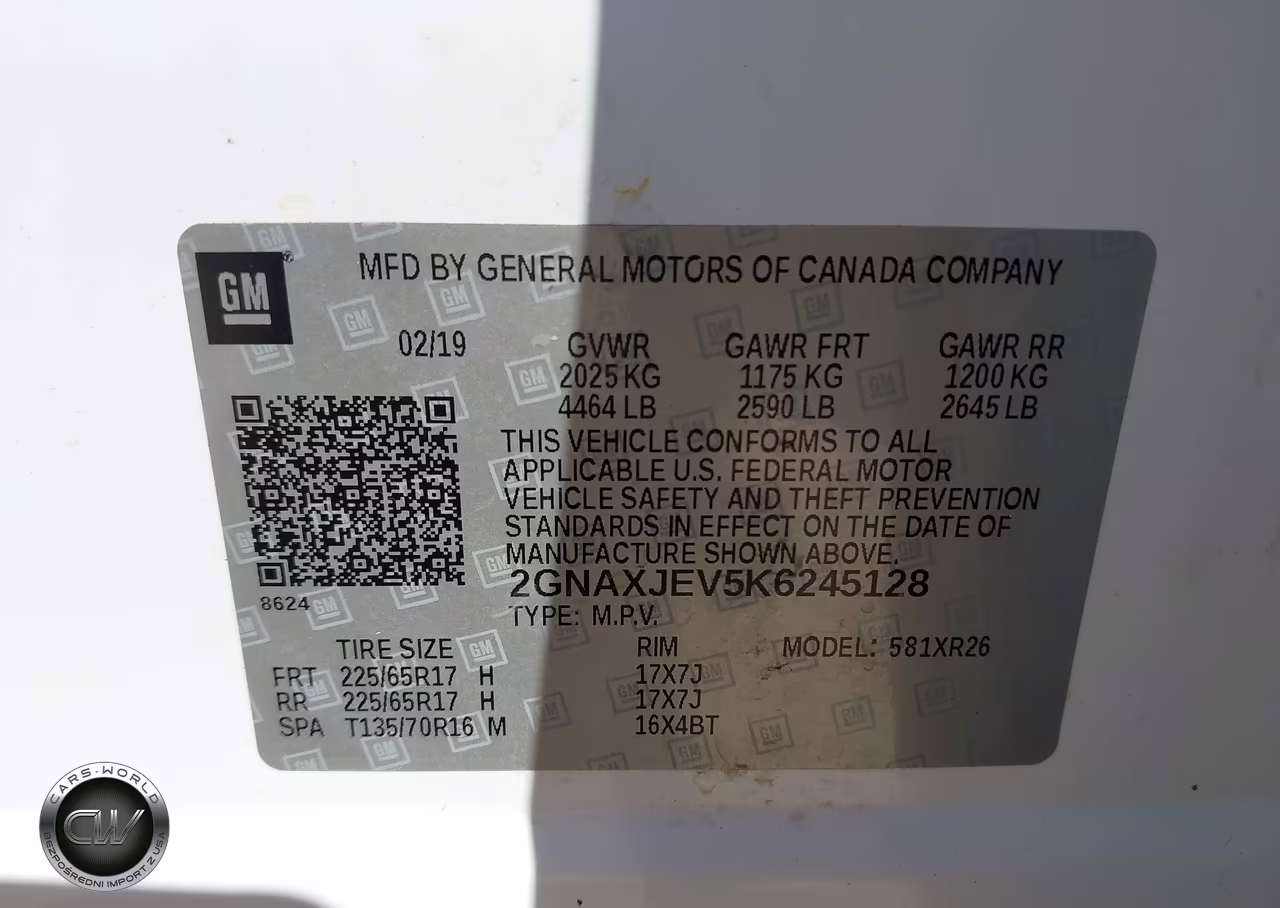 2019 Chevrolet Equinox Lt VIN:2GNAXJEV5K6245128 - 9