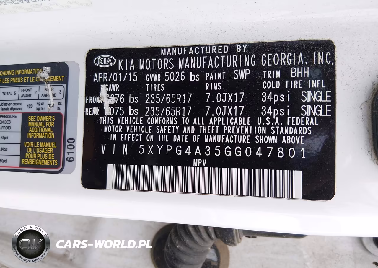 2016 Kia Sorento 2.4L Lx VIN:5XYPG4A35GG047801 - 9