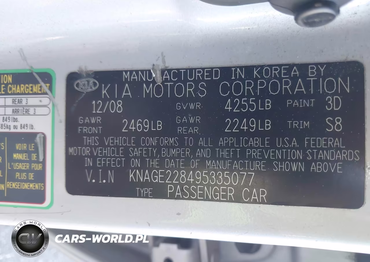 2009 Kia Optima Lx VIN:KNAGE228495335077 - 9