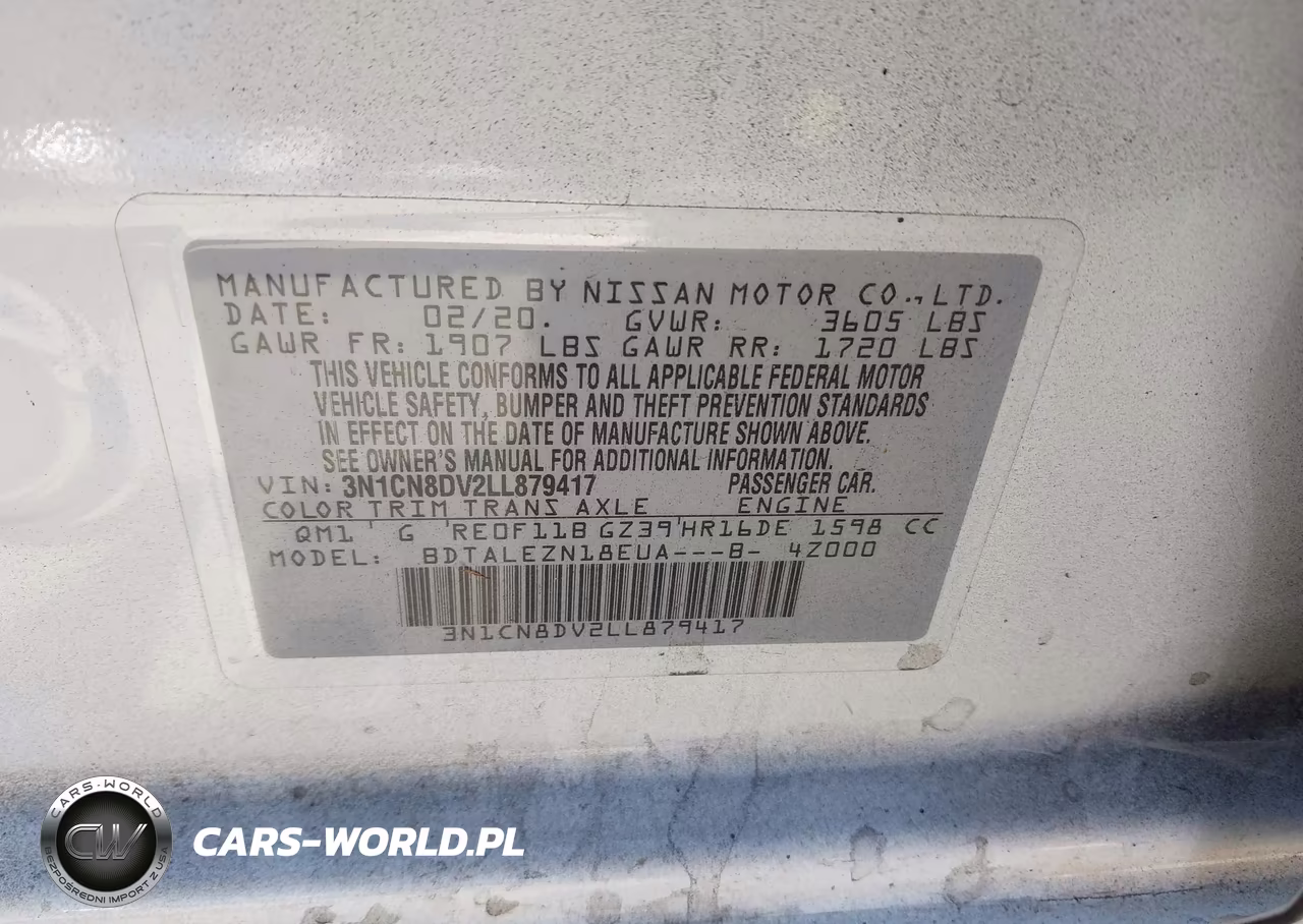2020 Nissan Versa S Xtronic Cvt VIN:3N1CN8DV2LL879417 - 9