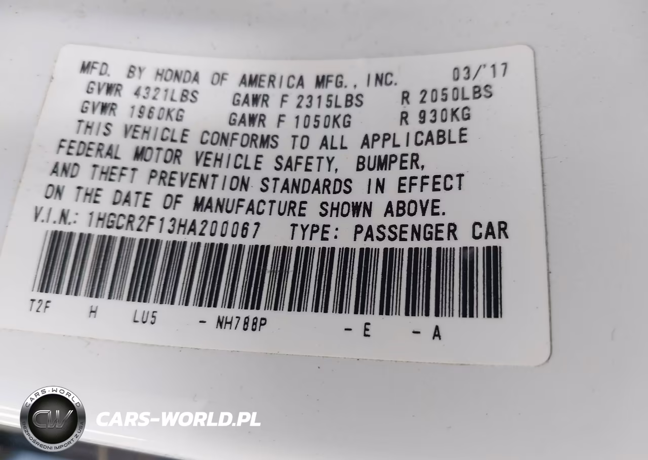 2017 Honda Accord Sport Se VIN:1HGCR2F13HA200067 - 9