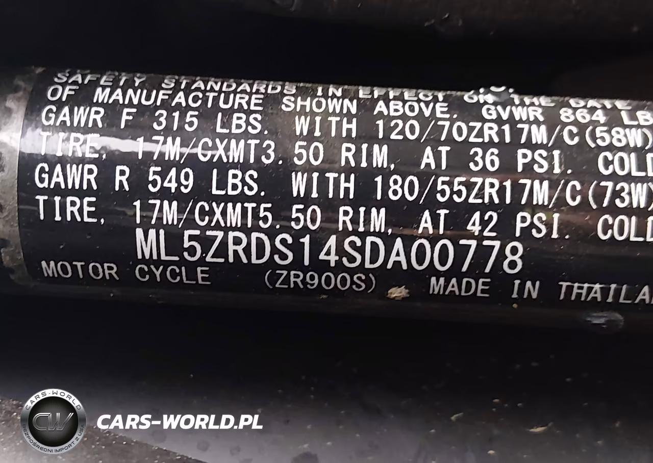 2025 Kawasaki Zr900 S VIN:ML5ZRDS14SDA00778 - 10