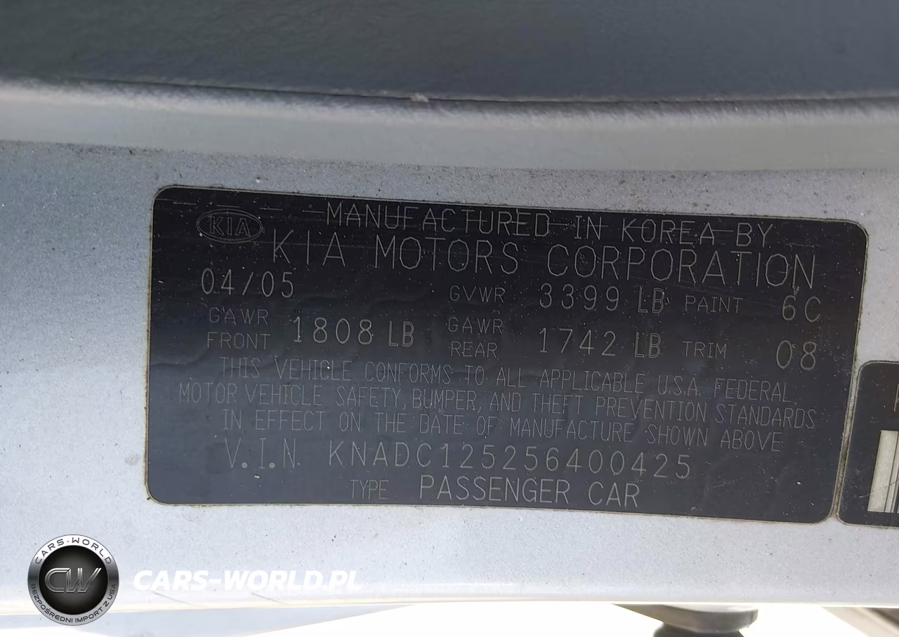 2005 Kia Rio VIN:KNADC125256400425 - 9
