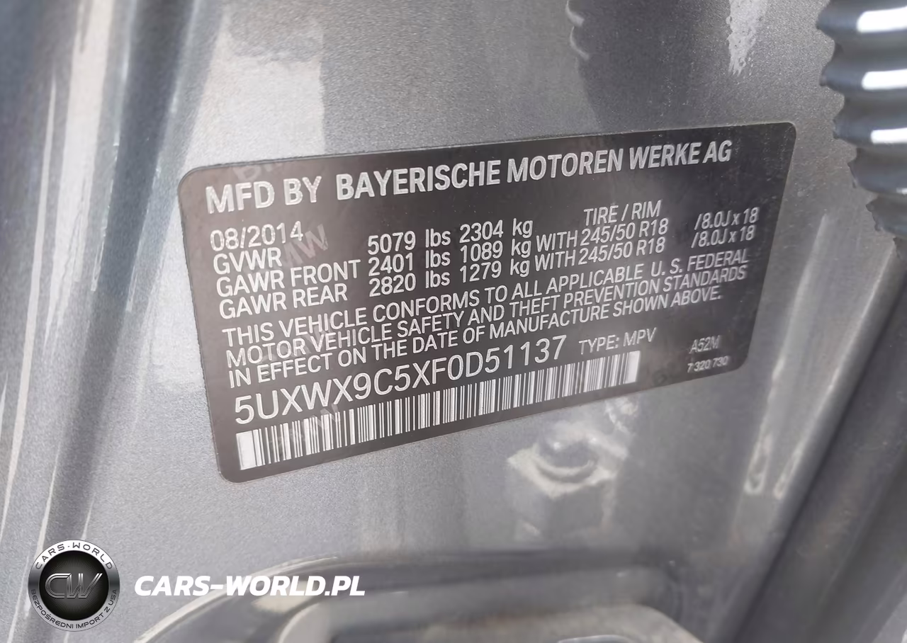 2015 BMW X3 xDrive28I VIN:5UXWX9C5XF0D51137 - 9