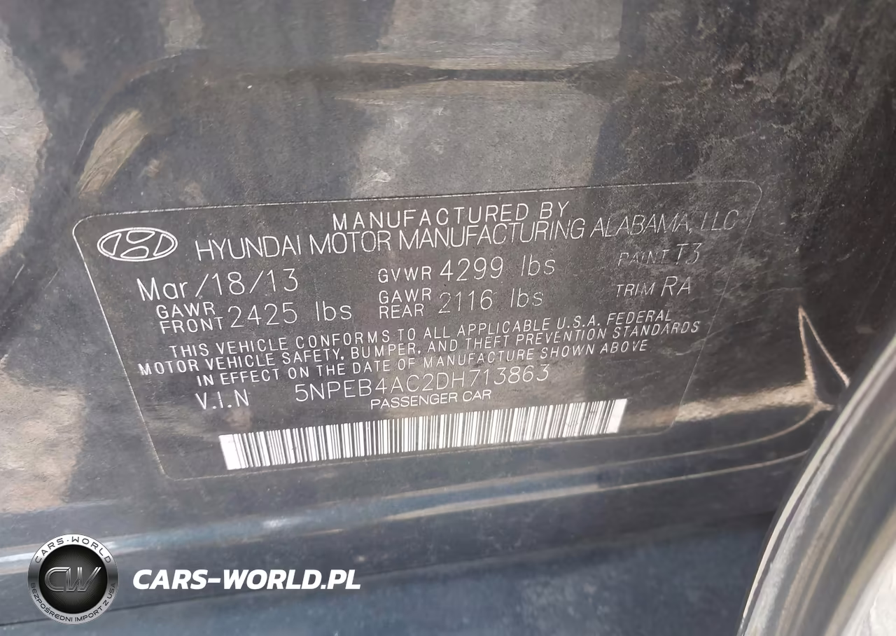 2013 Hyundai Sonata Gls VIN:5NPEB4AC2DH713863 - 9