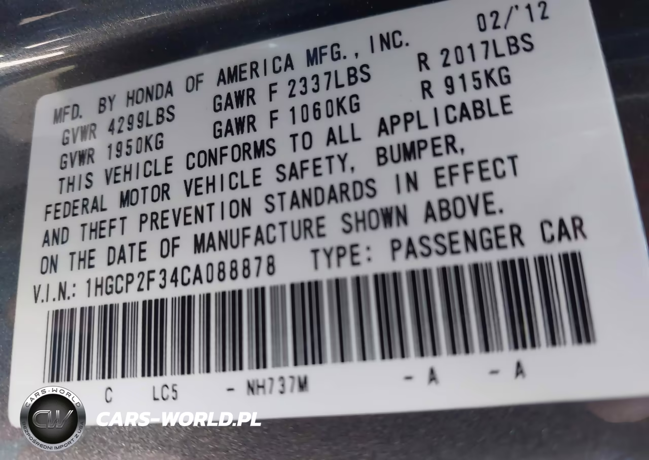 2012 Honda Accord Sdn Lx VIN:1HGCP2F34CA088878 - 9