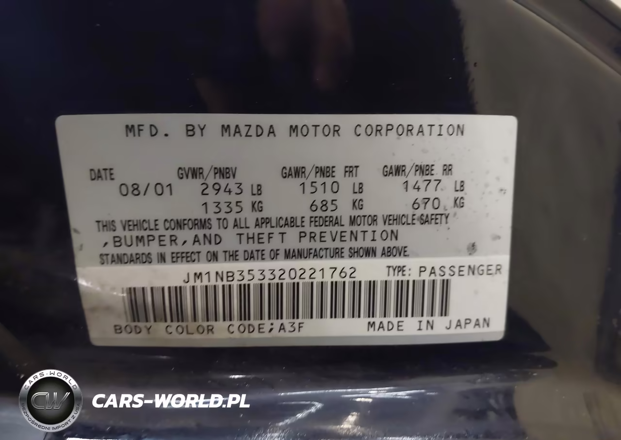 2002 Mazda Mx-5 Miata Cloth-Ls-Se VIN:JM1NB353320221762 - 9