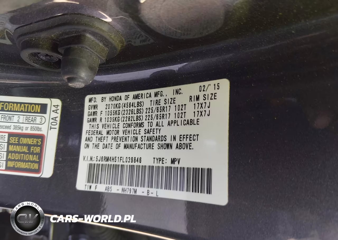 2015 Honda Cr-V Ex VIN:5J6RM4H51FL039846 - 9