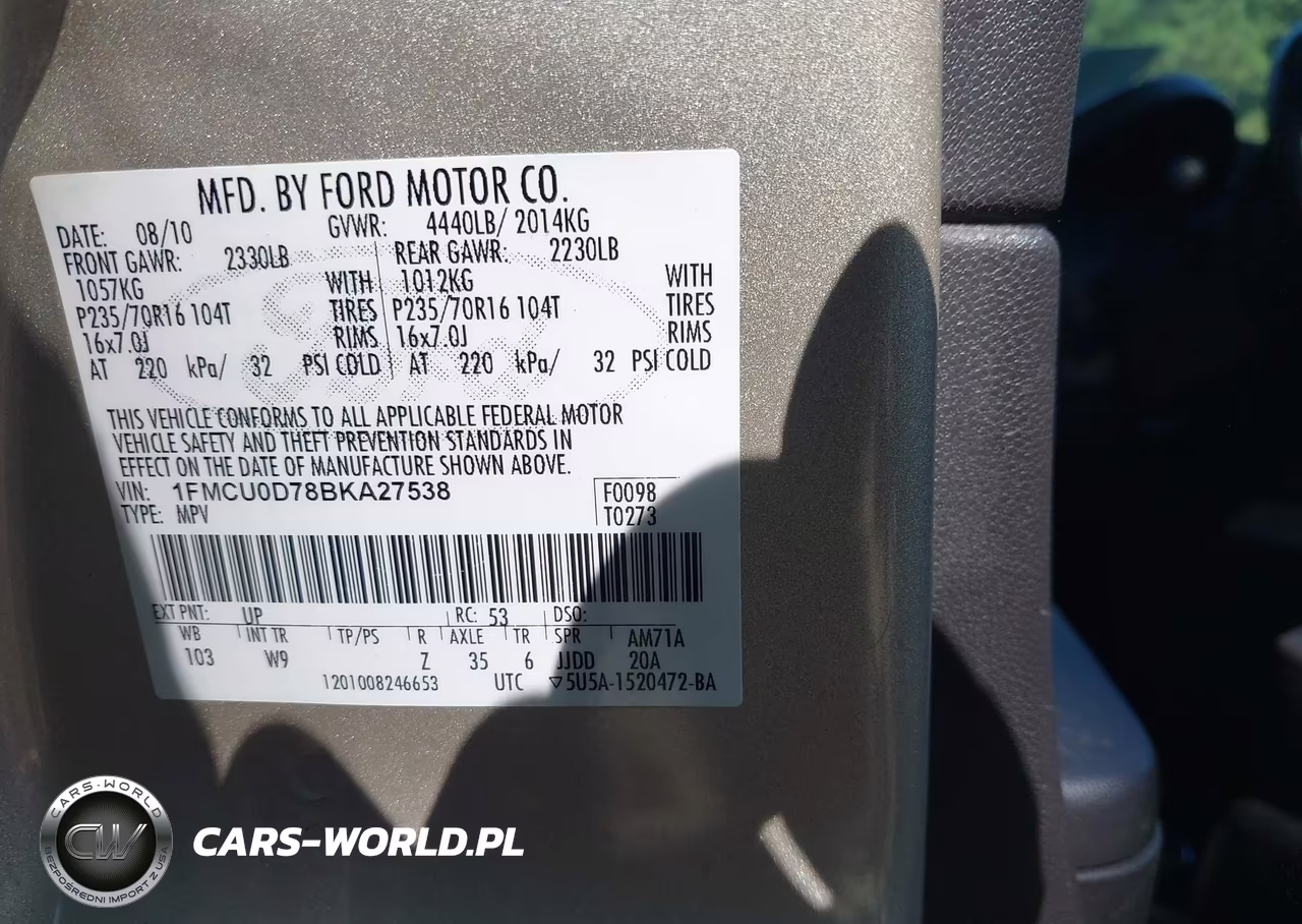 2011 Ford Escape Xlt VIN:1FMCU0D78BKA27538 - 9