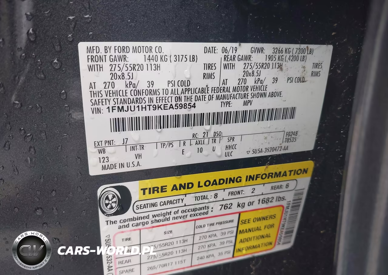 2019 Ford Expedition Xlt VIN:1FMJU1HT9KEA59854 - 9