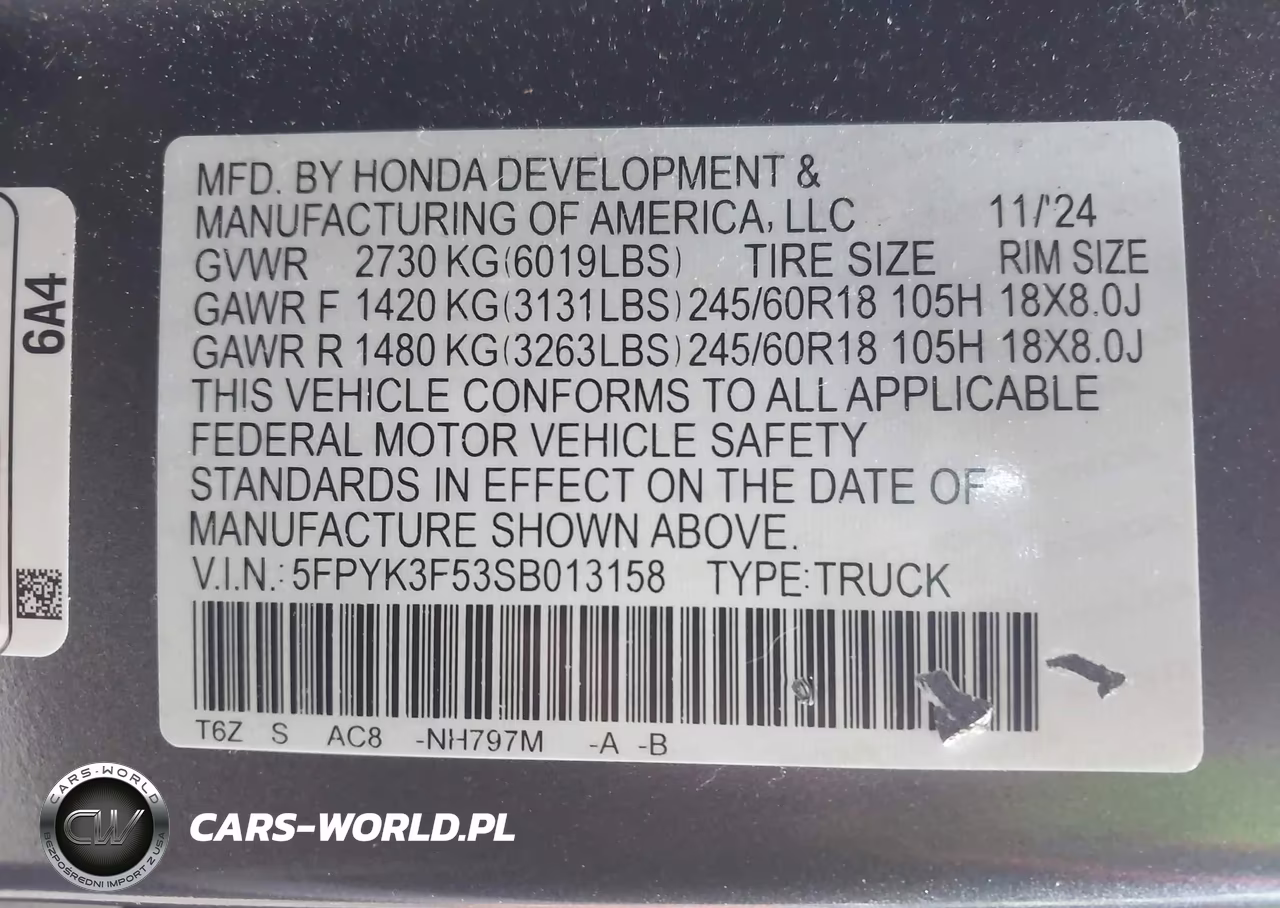 2025 Honda Ridgeline Rtl VIN:5FPYK3F53SB013158 - 9