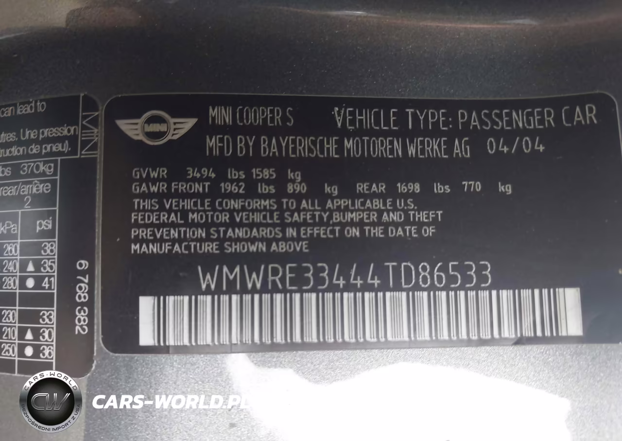 2004 Mini Cooper S VIN:WMWRE33444TD86533 - 9