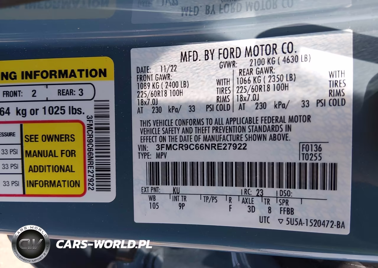 2022 Ford Bronco Sport Outer Banks VIN:3FMCR9C66NRE27922 - 9