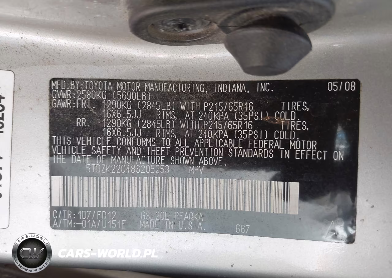2008 Toyota Sienna Xle VIN:5TDZK22C48S205253 - 9