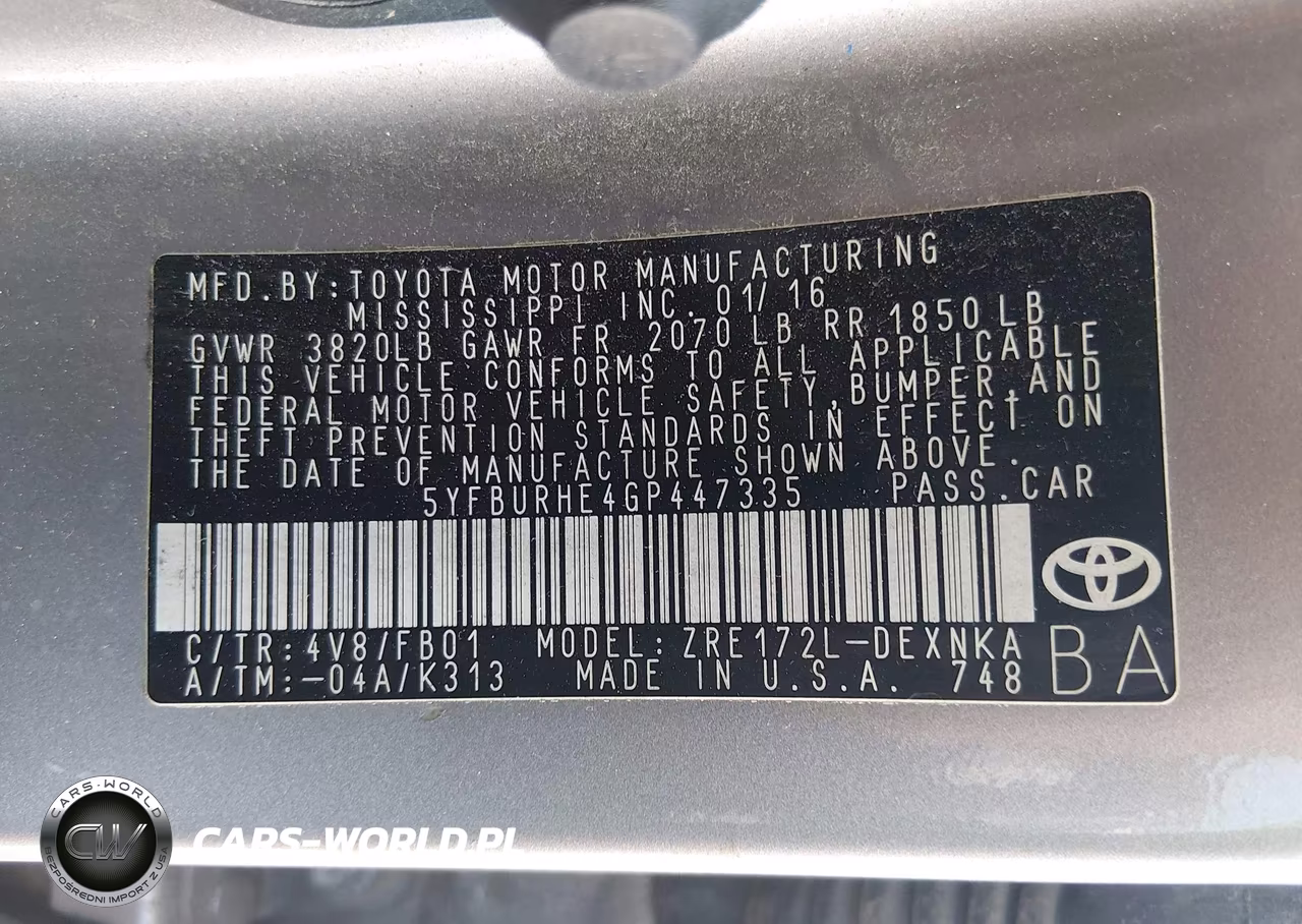 2016 Toyota Corolla Le VIN:5YFBURHE4GP447335 - 9