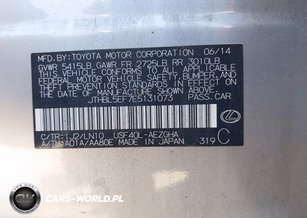 2014 Lexus Ls 460 VIN:JTHBL5EF7E5131073 - 9