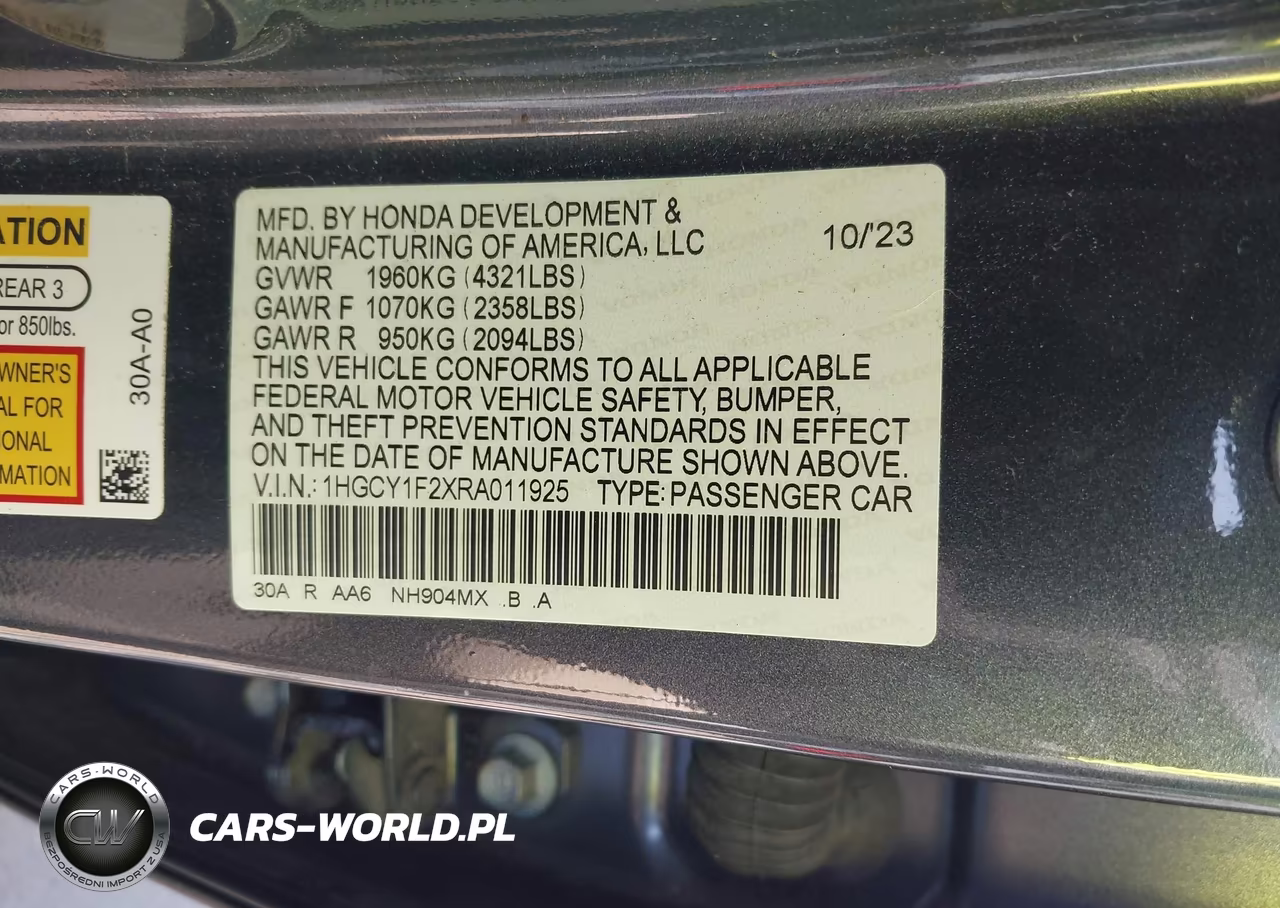2024 Honda Accord Lx VIN:1HGCY1F2XRA011925 - 9