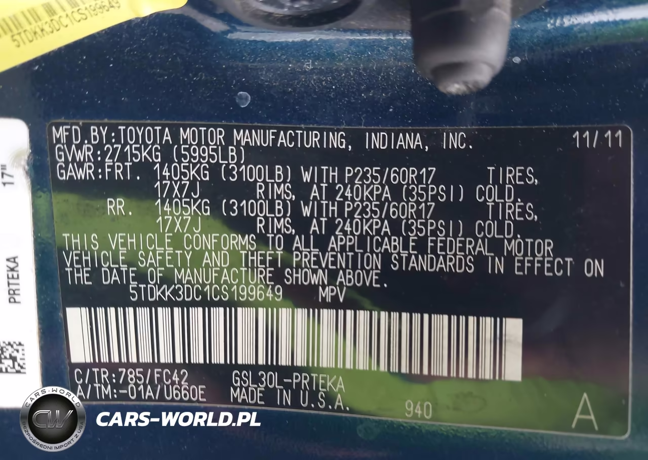2012 Toyota Sienna Le V6 8 Passenger VIN:5TDKK3DC1CS199649 - 9