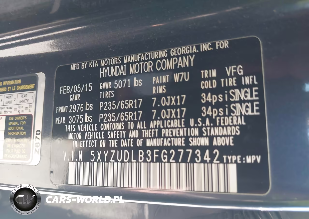 2015 Hyundai Santa Fe Sport 2.4L VIN:5XYZUDLB3FG277342 - 9