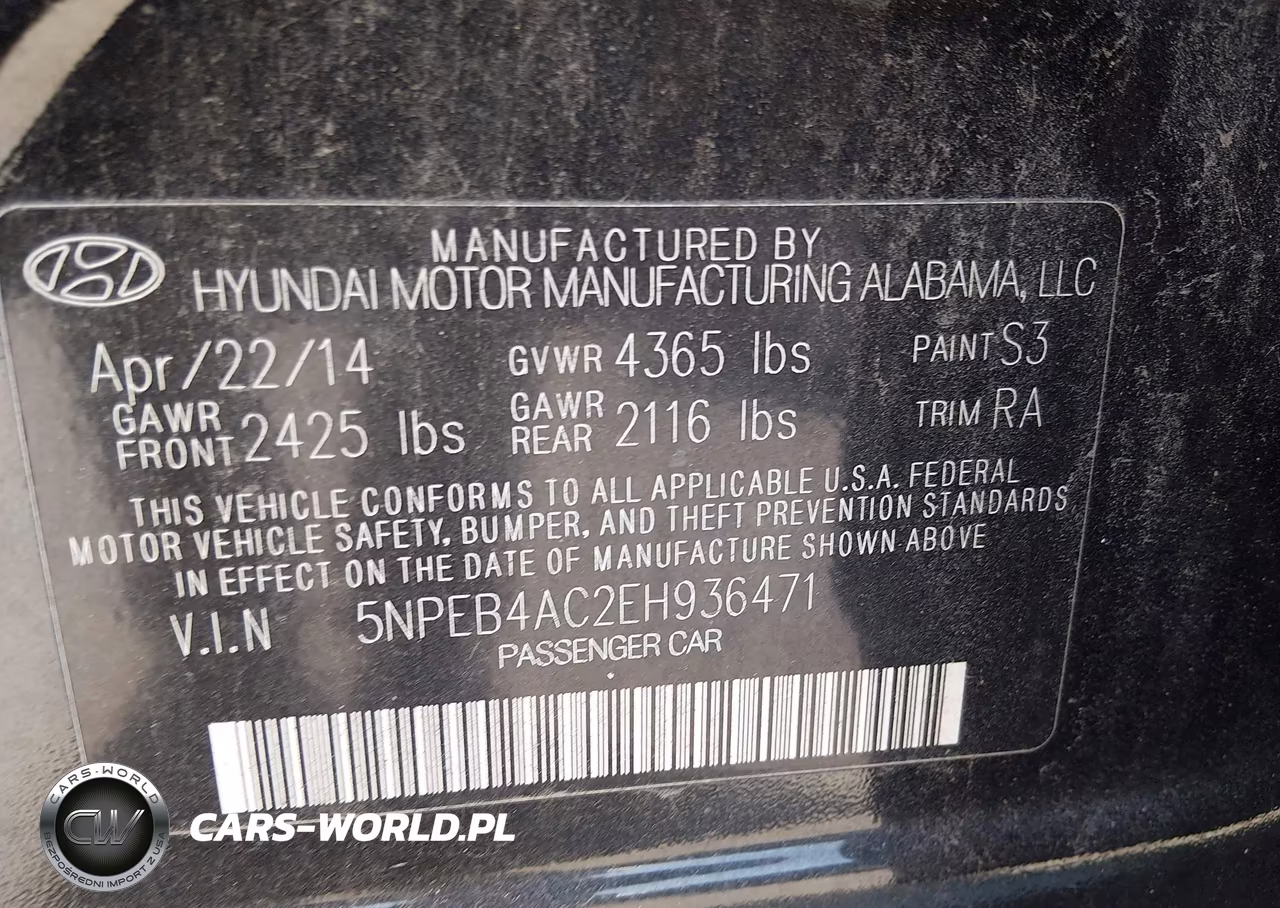 2014 Hyundai Sonata Gls VIN:5NPEB4AC2EH936471 - 8