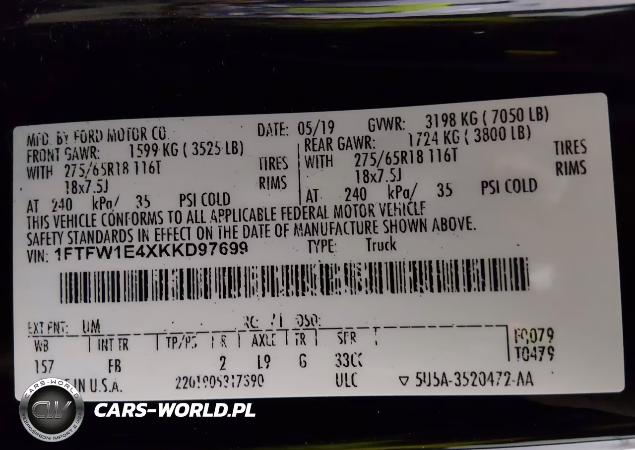 2019 Ford F-150 Xlt VIN:1FTFW1E4XKKD97699 - 9