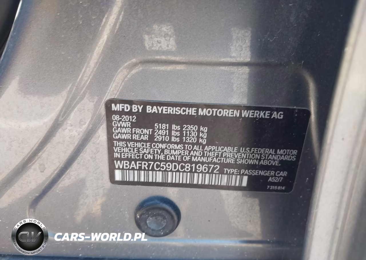 2013 BMW 535I VIN:WBAFR7C59DC819672 - 9