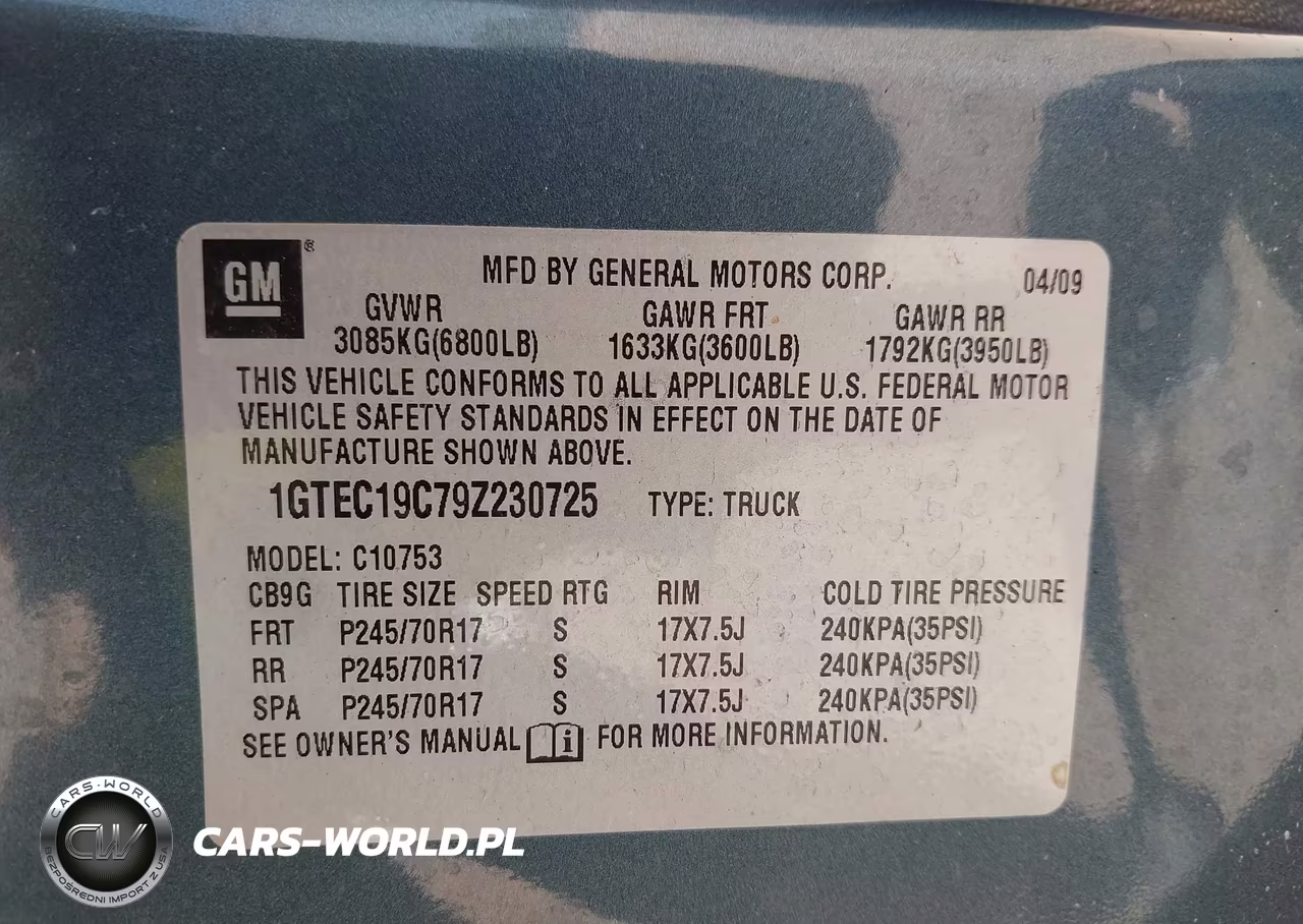 2009 GMC Sierra 1500 Sl VIN:1GTEC19C79Z230725 - 9