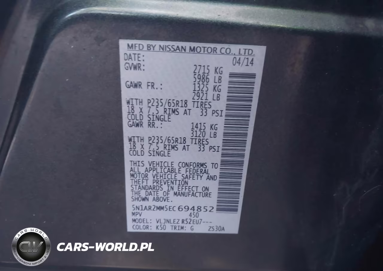 2014 Nissan Pathfinder Sv VIN:5N1AR2MM5EC694852 - 9