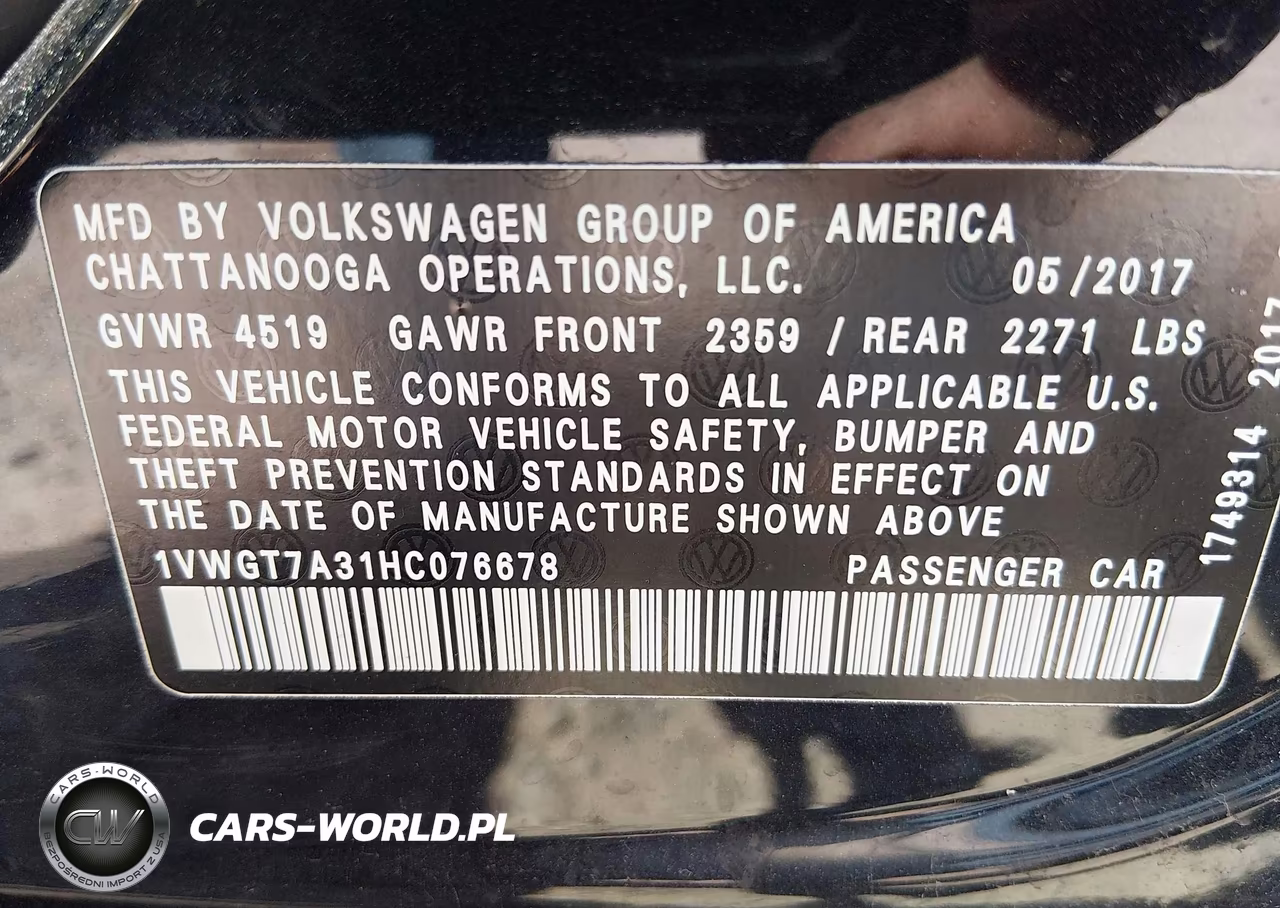 2017 Volkswagen Passat 1.8T Se VIN:1VWGT7A31HC076678 - 9
