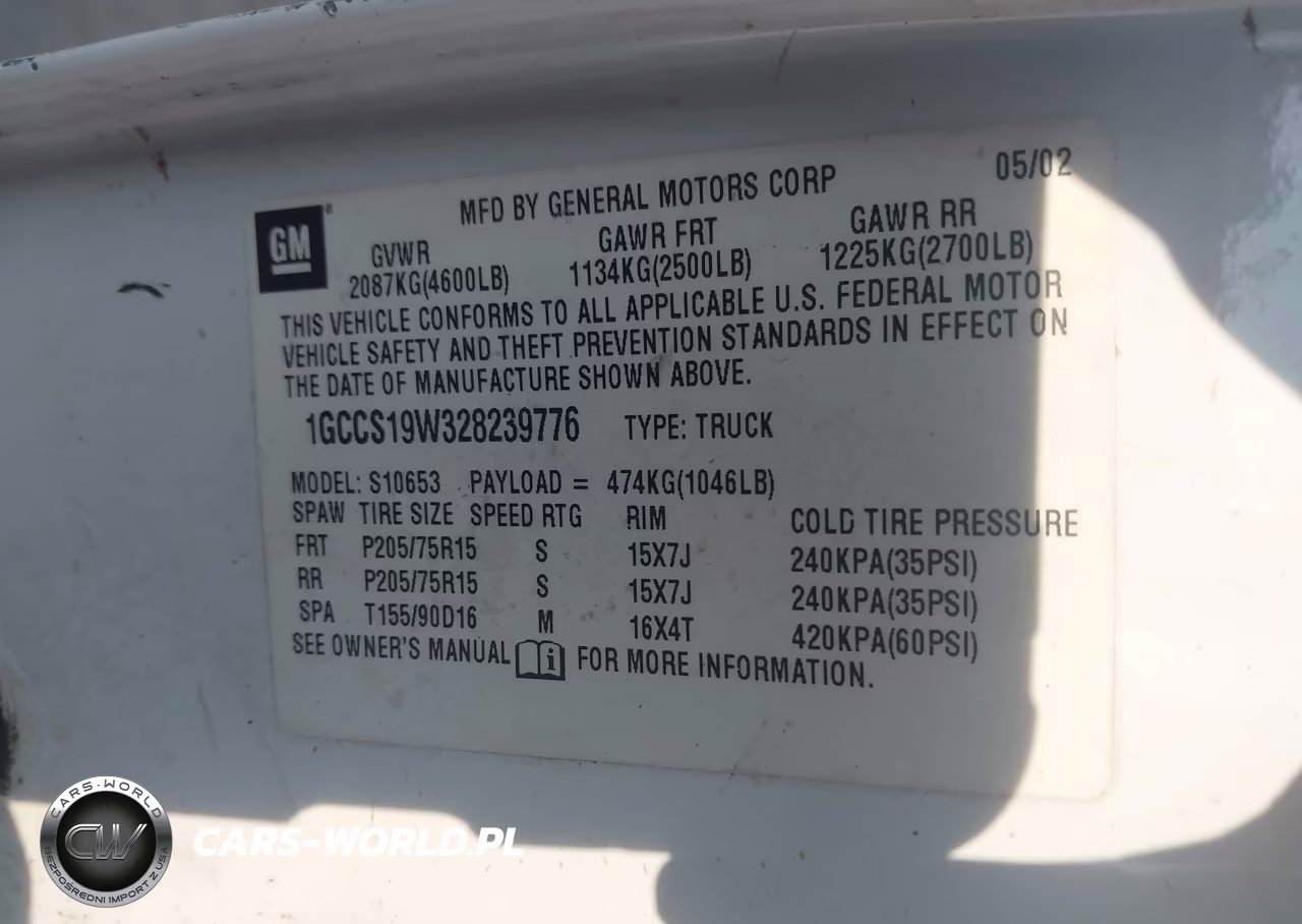 2002 Chevrolet S-10 Ls VIN:1GCCS19W328239776 - 9