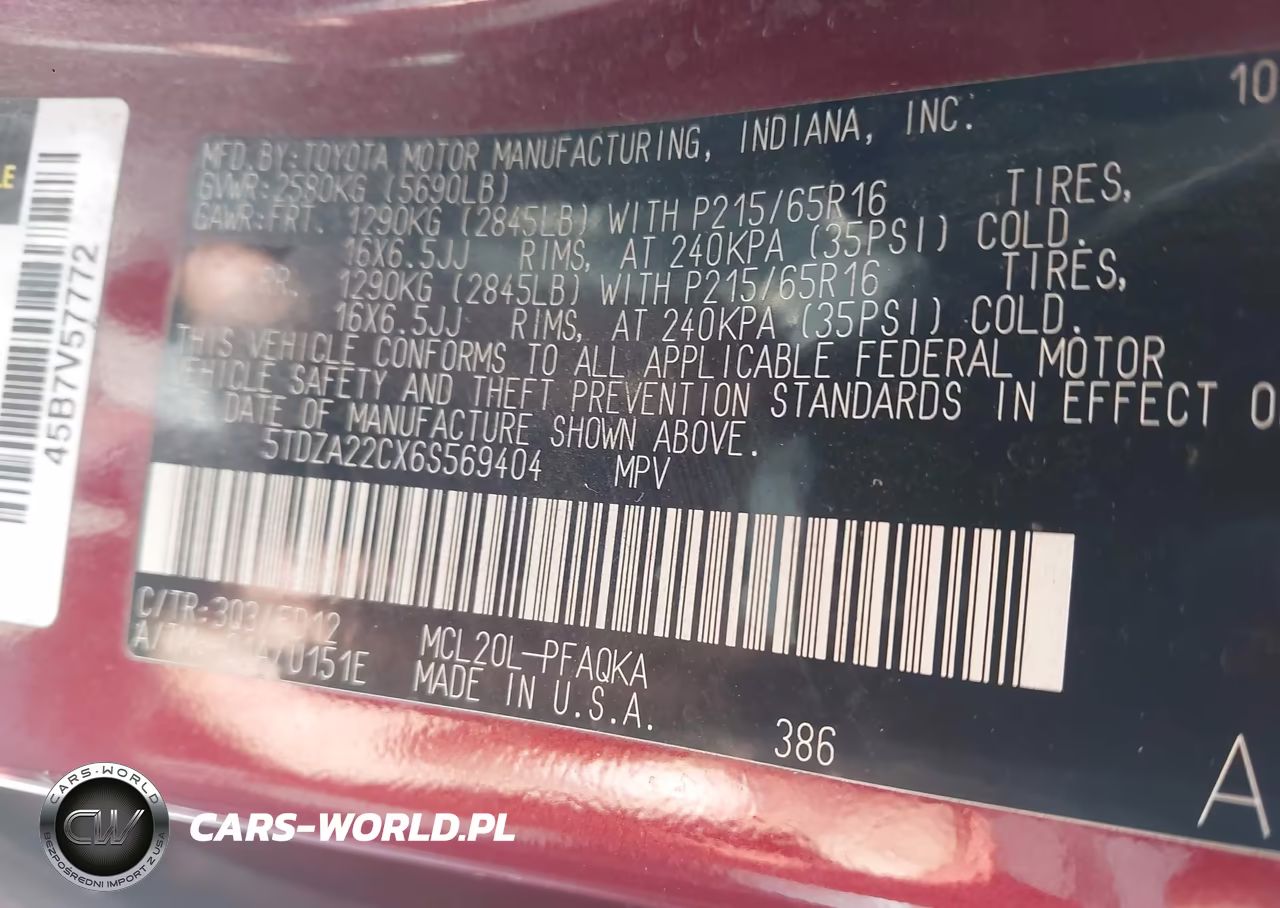 2006 Toyota Sienna Xle VIN:5TDZA22CX6S569404 - 9